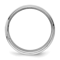 Sterling Silver Rhodium-plated 8mm Flat w/ Step Edge Size 11.5 Band