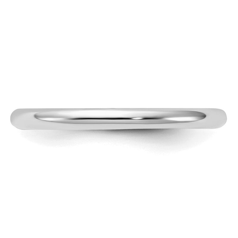 Sterling Silver Rhodium-plated 2mm Half Round Size 13 Band