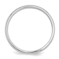 Sterling Silver Rhodium-plated 3mm Half-Round Size 6.5 Band
