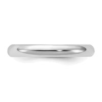 Sterling Silver Rhodium-plated 3mm Half-Round Size 6.5 Band