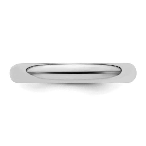 Sterling Silver Rhodium-plated 3mm Half-Round Size 5 Band