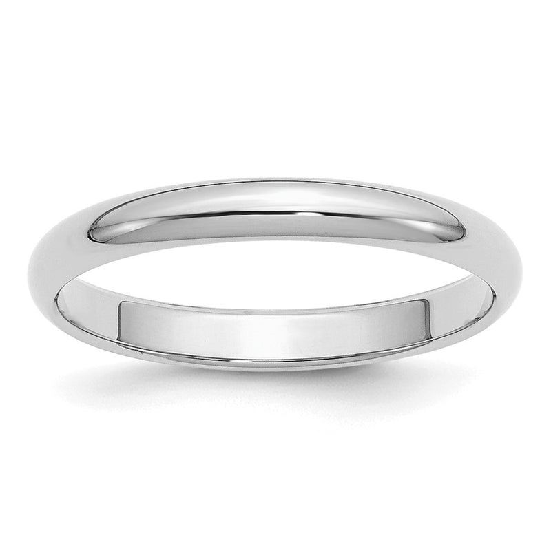 Sterling Silver Rhodium-plated 3mm Half-Round Size 5 Band