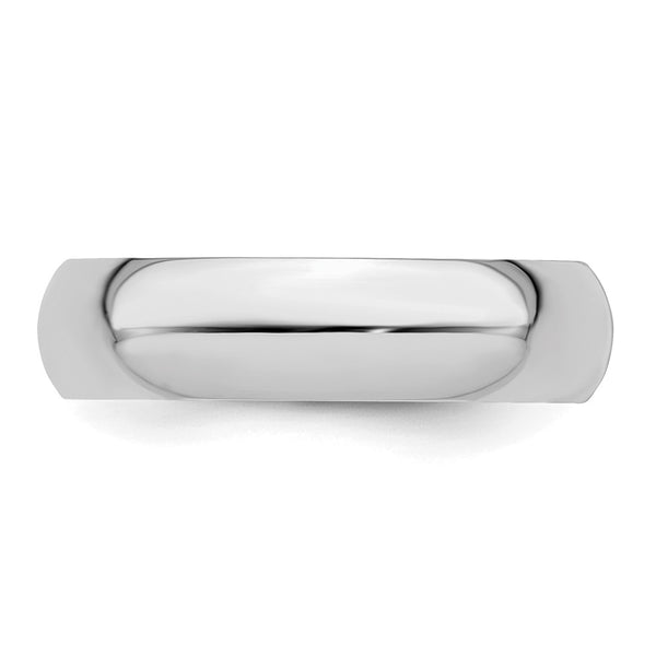 Sterling Silver Rhodium-plated 5mm Half-Round Size 8.5 Band