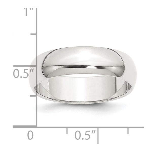 Sterling Silver 6mm Half Round Size 12.5 Band
