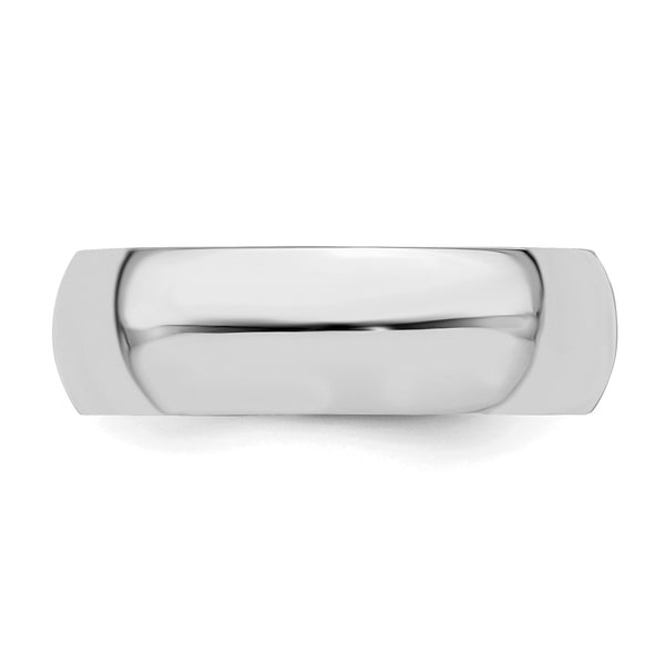 Sterling Silver Rhodium-plated 6mm Half-Round Size 4.5 Band
