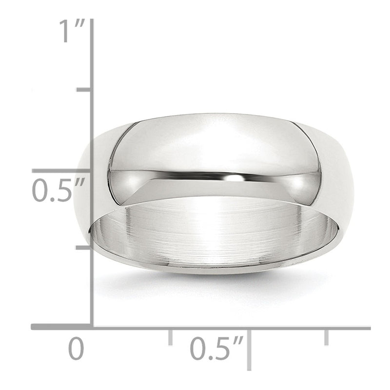Sterling Silver 7mm Half-Round Size 11.5 Band