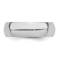Sterling Silver Rhodium-plated 7mm Half-Round Size 7.5 Band