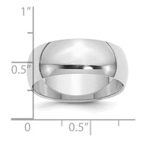 Sterling Silver Rhodium-plated 8mm Half-Round Size 12 Band