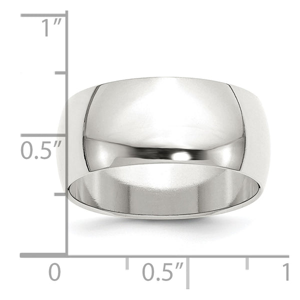 Sterling Silver 9mm Half-Round Size 9 Band