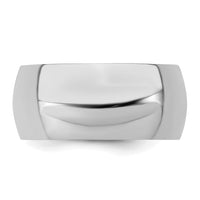 Sterling Silver Rhodium-plated 9mm Half-Round Size 5 Band