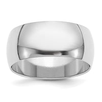 Sterling Silver Rhodium-plated 9mm Half-Round Size 8 Band