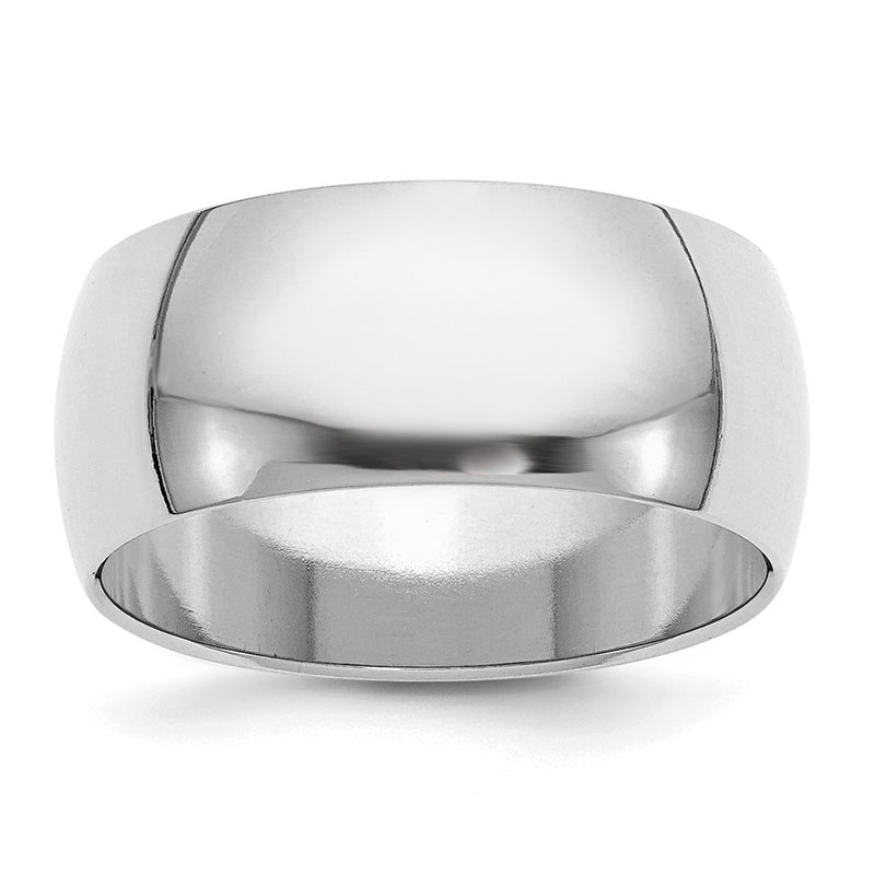Sterling Silver Rhodium-plated 9mm Half-Round Size 8 Band