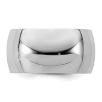 Sterling Silver Rhodium-plated 10mm Half-Round Size 7.5 Band