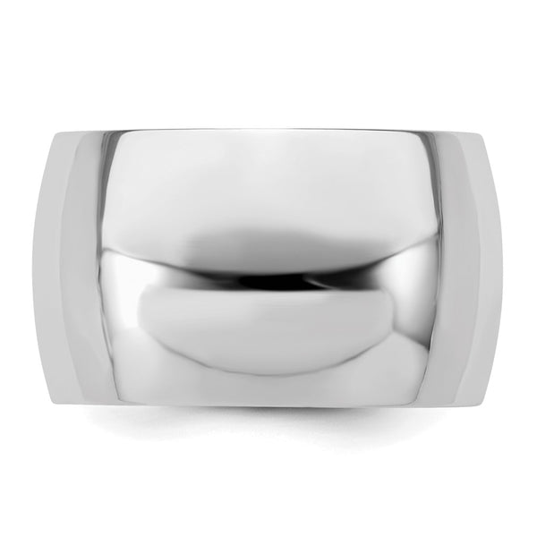 Sterling Silver Rhodium-plated 12mm Half-Round Size 5 Band