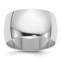 Sterling Silver Rhodium-plated 12mm Half-Round Size 5 Band