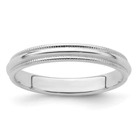Sterling Silver 3mm Half Round Milgrain Size 12.5 Band