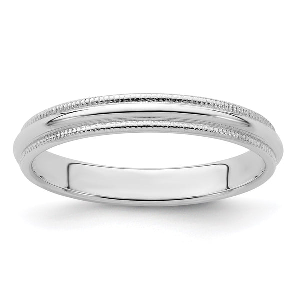 Sterling Silver 3mm Half Round Milgrain Size 12.5 Band
