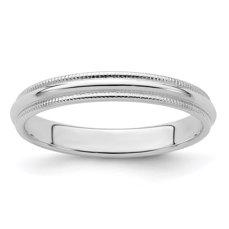 Sterling Silver 3mm Half Round Milgrain Size 12.5 Band