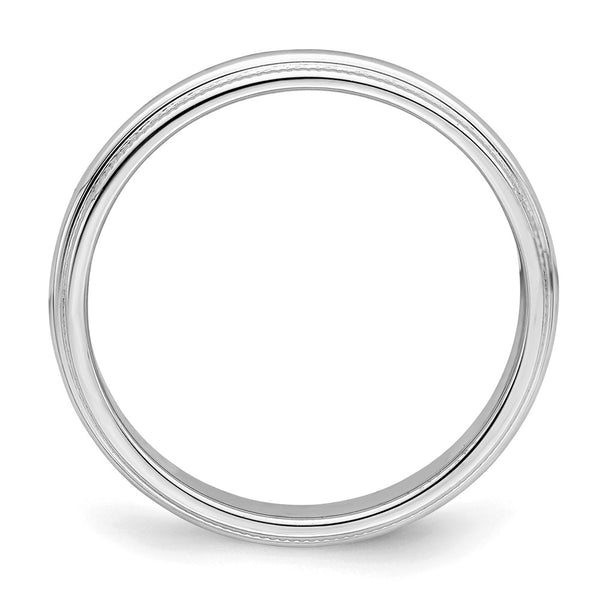Sterling Silver Rhodium-plated 3mm Half Round Milgrain Size 4.5 Band