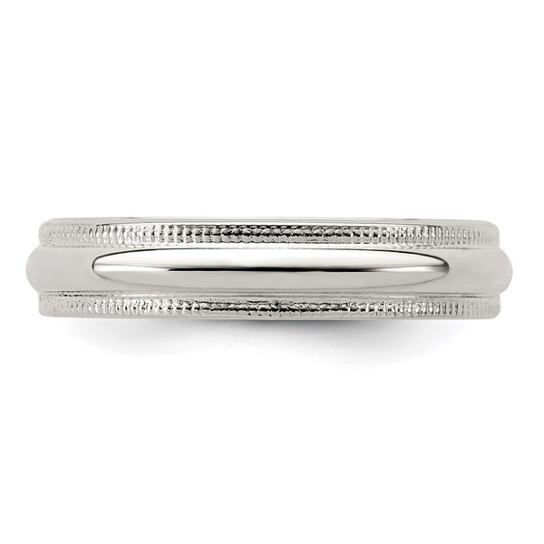 Sterling Silver 4mm Half Round Milgrain Size 7 Band