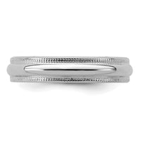 Sterling Silver Rhodium-plated 4mm Half Round Milgrain Size 9.5 Band
