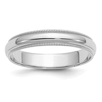Sterling Silver Rhodium-plated 4mm Half Round Milgrain Size 5.5 Band