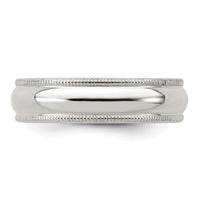 Sterling Silver 5mm Half Round Milgrain Size 8 Band