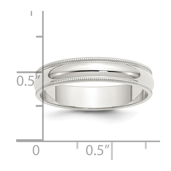 Sterling Silver 5mm Half Round Milgrain Size 8 Band