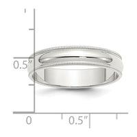 Sterling Silver 5mm Half Round Milgrain Size 9.5 Band