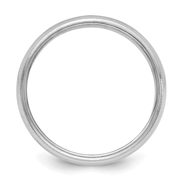Sterling Silver Rhodium-plated 5mm Half Round Milgrain Size 9.5 Band