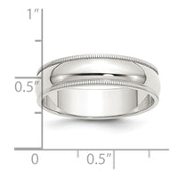 Sterling Silver 6mm Half Round Milgrain Size 11 Band