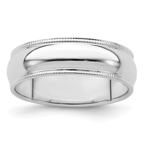 Sterling Silver 6mm Half Round Milgrain Size 11 Band