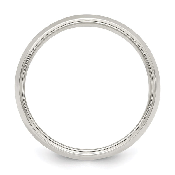 Sterling Silver 7mm Half Round Milgrain Size 10 Band