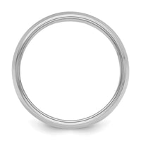 Sterling Silver Rhodium-plated 7mm Half Round Milgrain Size 4.5 Band
