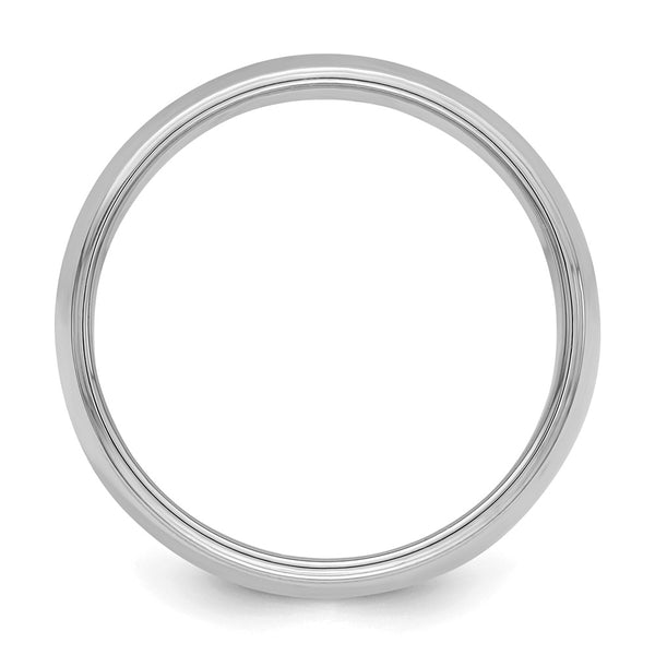 Sterling Silver Rhodium-plated 7mm Half Round Milgrain Size 4.5 Band