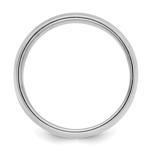 Sterling Silver Rhodium-plated 8mm Half Round Milgrain Size 5.5 Band