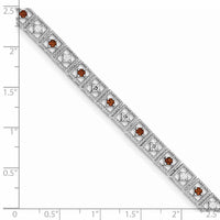 Sterling Silver Rhodium-plated Garnet Diamond Bracelet