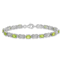 Sterling Silver Rhodium-plated Peridot Bracelet