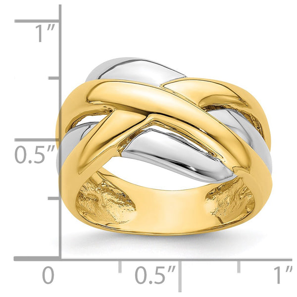 14k Two-tone Cross-Cross Design Ring
