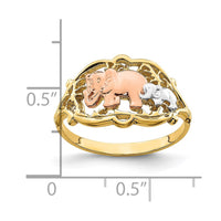 14k Two-Tone w/ White RH Two Elephants Ring