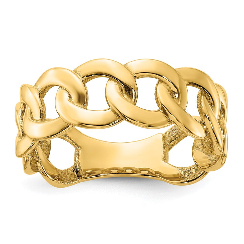 14ky Polished 8mm Men's Curb Link Ring Size 10
