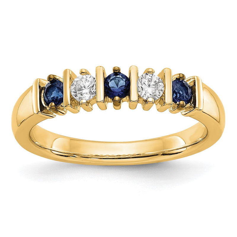 14k Yellow Gold Diamond w/Sapphire Band
