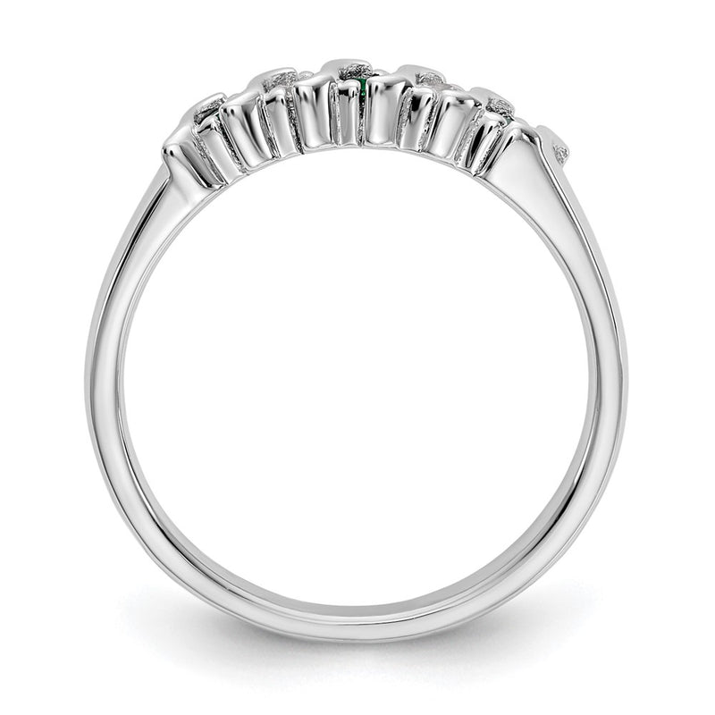 14k White Gold Diamond w/Emerald Band