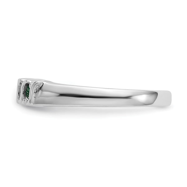 14k White Gold Diamond w/Emerald Band