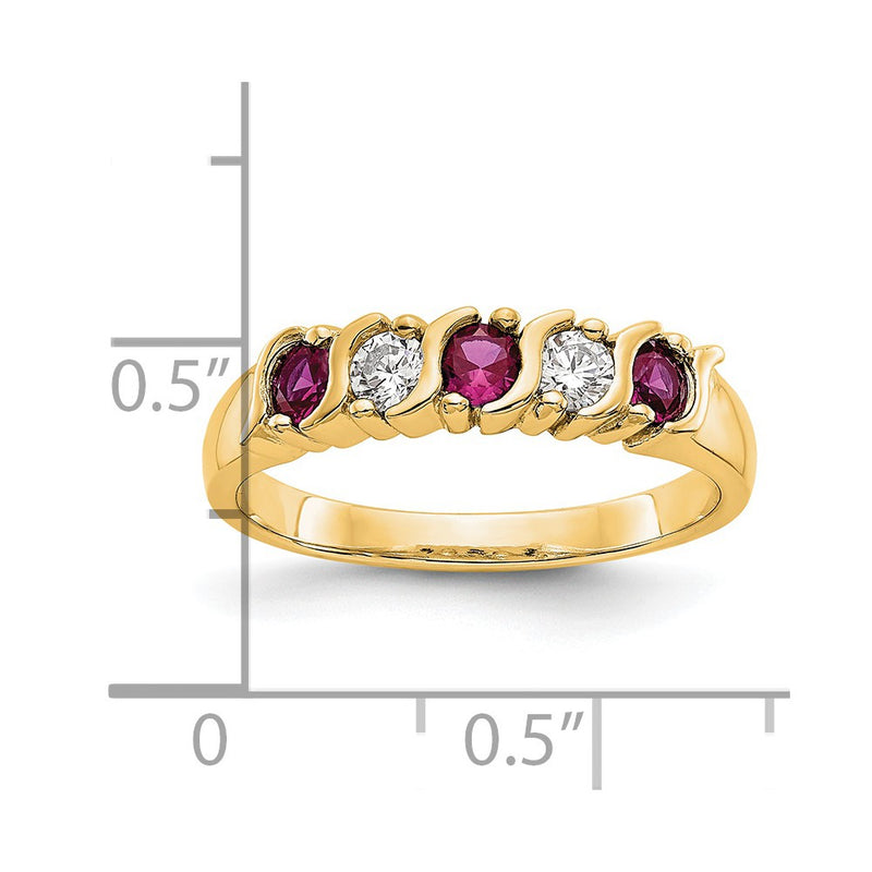 14k Yellow Gold Diamond w/Ruby Band