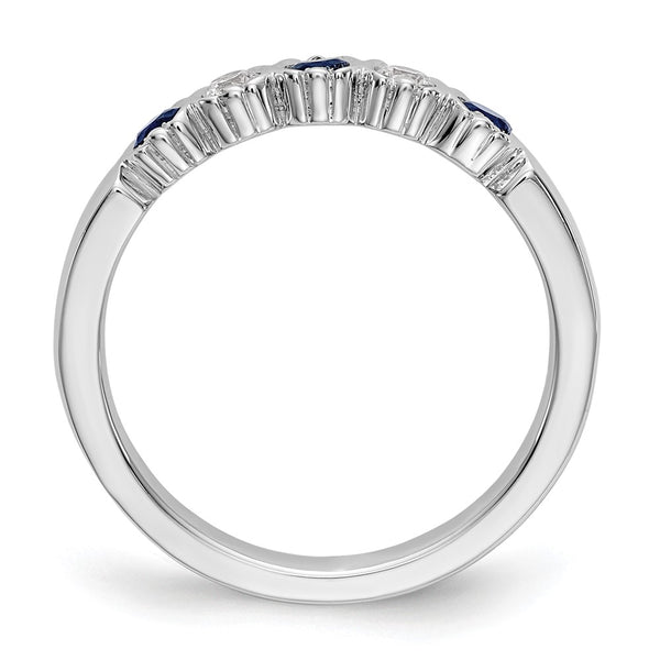 14k White Gold Diamond w/Sapphire Band