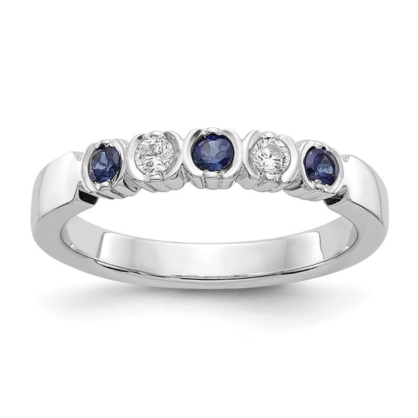 14k White Gold Diamond w/Sapphire Band