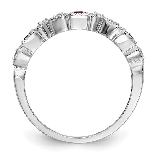 14k White Gold Diamond w/Ruby Band