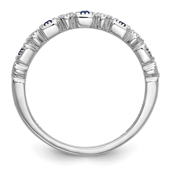 14k White Gold Diamond w/Sapphire Band