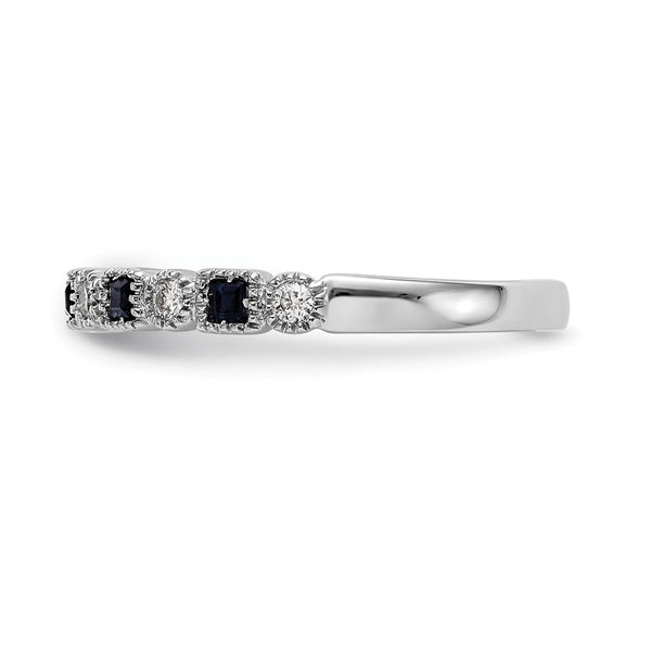 14k White Gold Diamond w/Sapphire Band